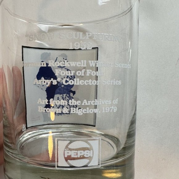 1979 Pepsi Glass tumblers 4" tall Downhill Darling Snow Sculpturing Rockwell B45 - Picture 4 of 7